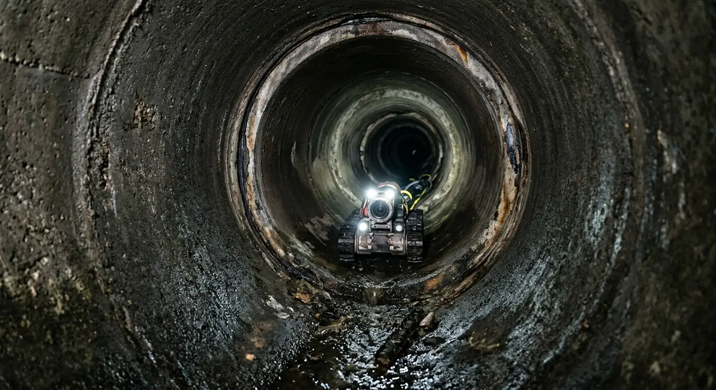 Robotic sewer camera inspecting pipe interior for Drain Snake Service in McGregor